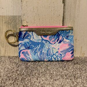 Lilly Pulitzer ID Holder Keychain Print Zipper Pouch